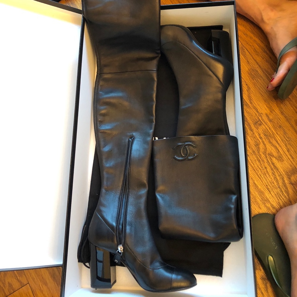 BRAND NEW - Chanel - Thigh-high Leather Boots